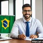 기업가치평가사 직무 관련 자격증 - A professional Brazilian corporate valuation analyst in a modern office environment, dressed in busi...