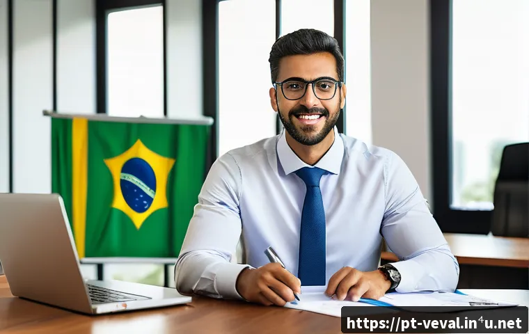 기업가치평가사 직무 관련 자격증 - A professional Brazilian corporate valuation analyst in a modern office environment, dressed in busi...
