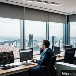기업가치평가사 고급 가치 평가 기법 - A modern corporate office scene in S&atilde;o Paulo, Brazil, with diverse business professionals analyzing ...