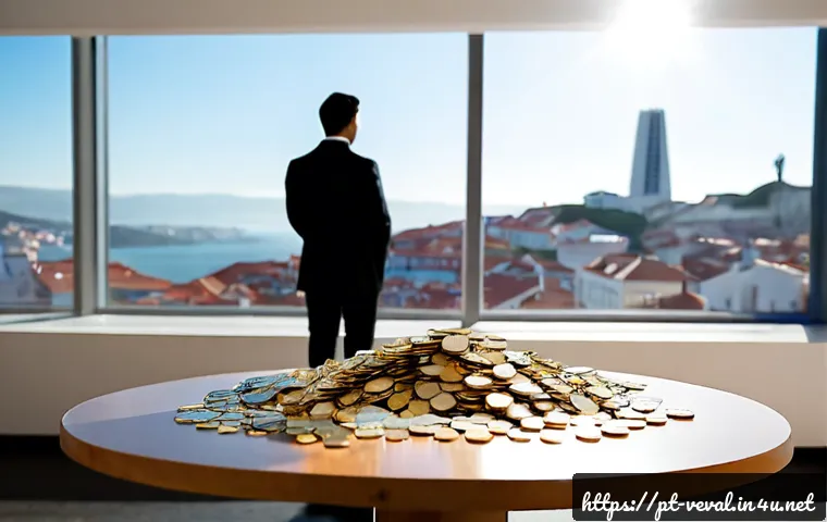 Home 17 기업가치평가사 자산 평가 전략 - Photorealistic corporate asset valuation meeting in a modern Lisbon office, Portuguese financial ana...